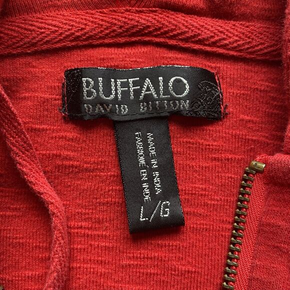 Buffalo by David Bitton Red Zip Up Hooded Sweater. Embroidered. Size Large. Y2K. - Picture 7 of 16